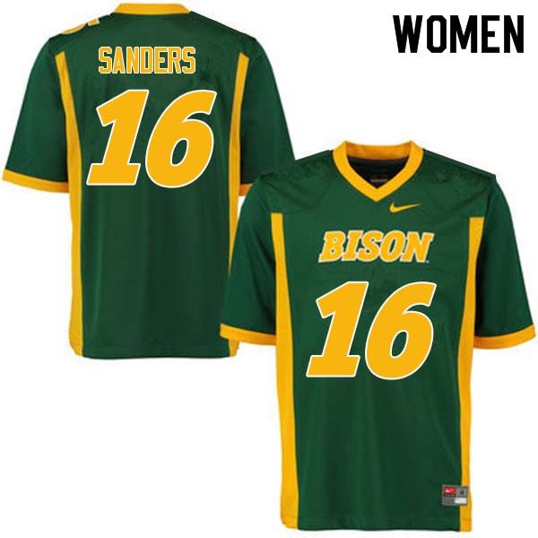 Women #16 Noah Sanders North Dakota State Bison College Football Jerseys Sale-Green